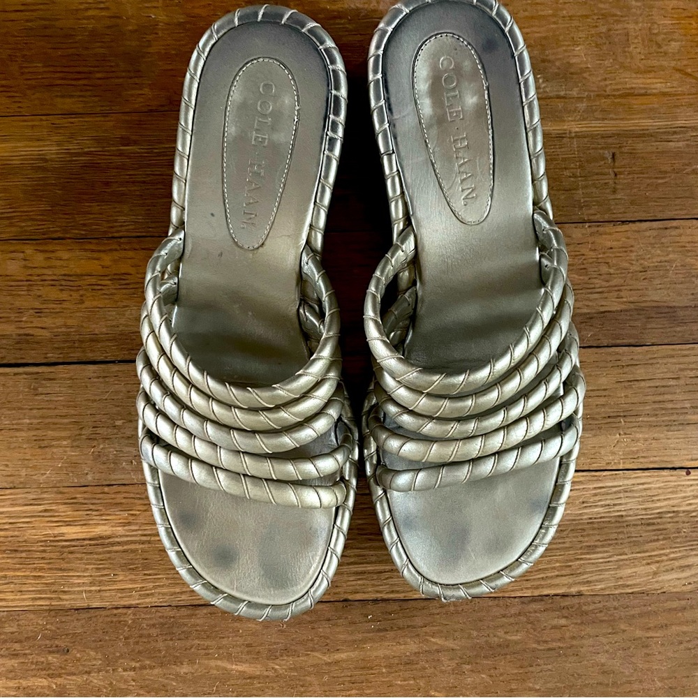 Gold Cole Haan heels with open toe Size 7.5